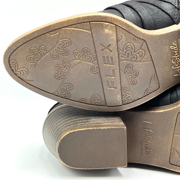 Lifestride Womens Size 6 Black Faux Vegan‎ Leather Ankle Boots Booties Shoes - Picture 9 of 13